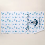 Je logo hier verankert de nautische moderne zomer strandlaken (Voorkant)