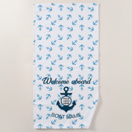 Je logo hier verankert de nautische moderne zomer strandlaken