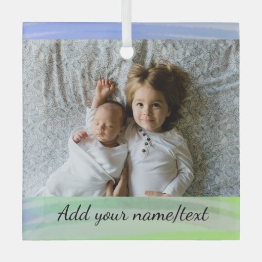 Je logo hier waterverf sociale media glas ornament (Voorkant)