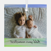 Je logo hier waterverf sociale media glas ornament (Achterkant)