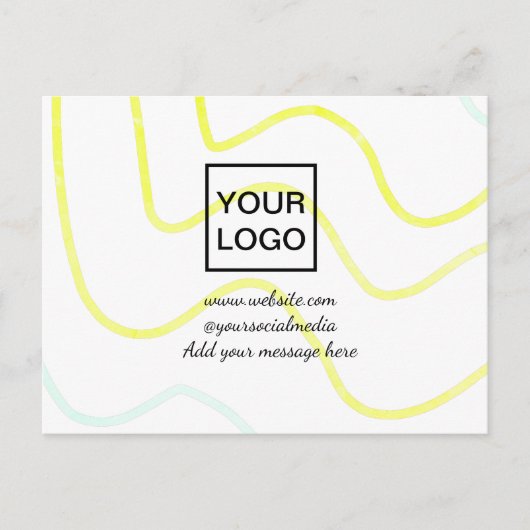Je logo hier wit eenvoudig minimaal gele lijnen c briefkaart (Voorkant)