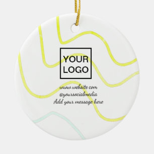 Je logo hier wit eenvoudig minimaal gele lijnen c keramisch ornament