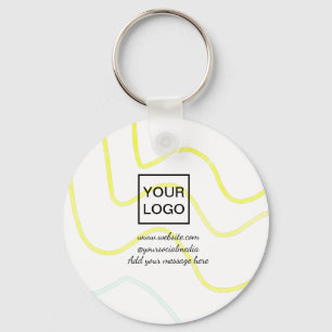 Je logo hier wit eenvoudig minimaal gele lijnen c sleutelhanger