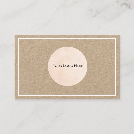 Je Logo Kraft White Border Custom Visitekaartje (Voorkant)