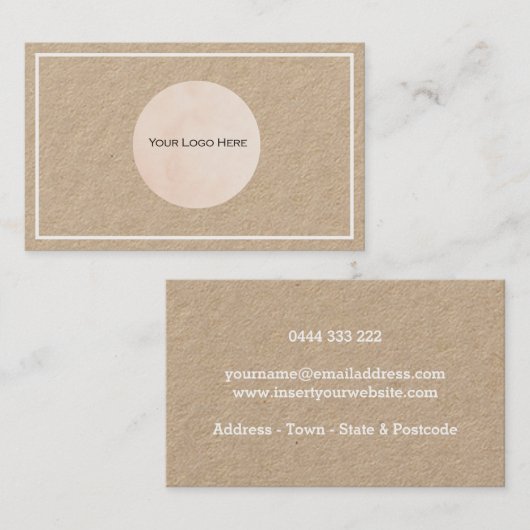 Je Logo Kraft White Border Custom Visitekaartje (Voorkant / Achterkant)