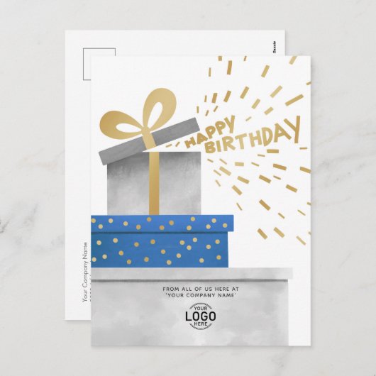 Je Logo Leuk Grijs Cadeaus Gefeliciteerd Verjaarda Feestdagenkaart (Voorkant / Achterkant)