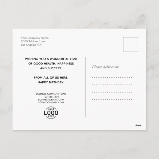 Je Logo Leuk Grijs Cadeaus Gefeliciteerd Verjaarda Feestdagenkaart (Achterkant)