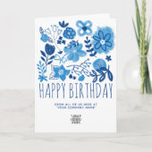 Je Logo marineblauw bloemen blij gesterd Kaart (Voorkant)