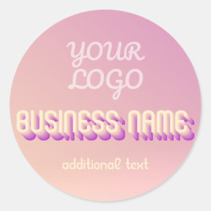 Je logo met retro-modern naam zonsondergang kleure ronde sticker
