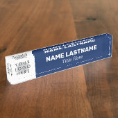 Je Logo moderne naam Titel Eenvoudige marine Blue Naambordje (Zijkant)