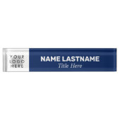 Je Logo moderne naam Titel Eenvoudige marine Blue Naambordje (Voorkant)