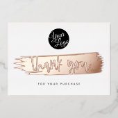 Je Logo moderne Roos Gold Bedankt voor je korting  Folie Feestdagenkaart (Voorkant)