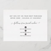 Je Logo moderne Roos Gold Bedankt voor je korting  Folie Feestdagenkaart (Achterkant)