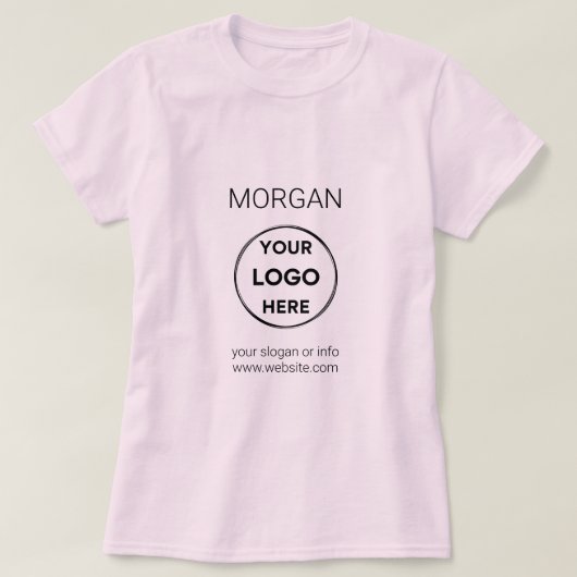 Je Logo naam | Roze zakelijke medewerker T-shirt (Design voorkant)