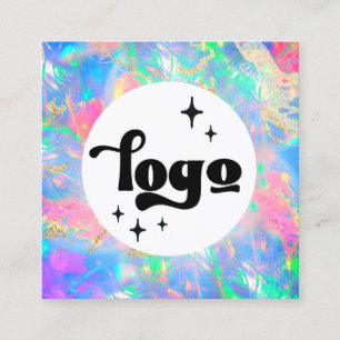 je logo neon opaal vierkant visitekaartje