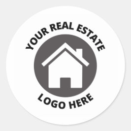 Je Logo onroerend goed hier Ronde Sticker