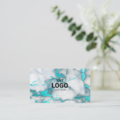 je logo op blauwgroen marmer visitekaartje (Staand voorkant)