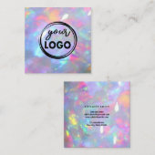 je logo op gemstone opal foto vierkante visitekaartje (Voorkant / Achterkant)
