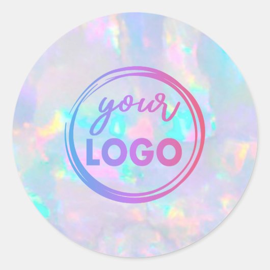 je logo op pastel opal gemstone ronde sticker (Voorkant)