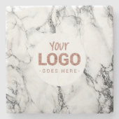 Je logo op wit marmer stenen onderzetter (Voorkant)