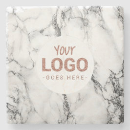 Je logo op wit marmer stenen onderzetter