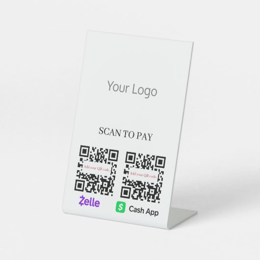 Je Logo QR-code Betaling voetstuk Reclamebord Met Voetstuk (Voorkant)