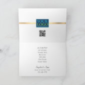 Je Logo, QR-code, bus. Naam, Penseded Gold Stripe Bedankkaart (Binnen)