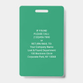 Je Logo, QR Code, Naam en Titel Groen Verlopend Kl Badge (Achterkant)