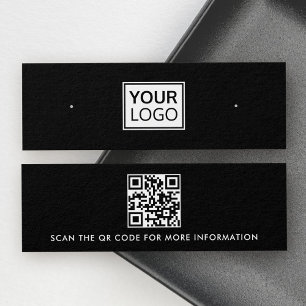 Je logo QR-code zwarte stud oorspoonkaart Mini Visitekaartjes