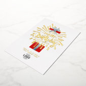 Je Logo Red Cadebox Fireworks Birthday Folie Uitnodiging (Gedraaid)