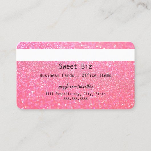 Je Logo roze, glitter-look creditcard Visitekaartje (Achterkant)
