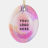 Je Logo roze meisje met kerst Keramisch Ornament (Rechts)