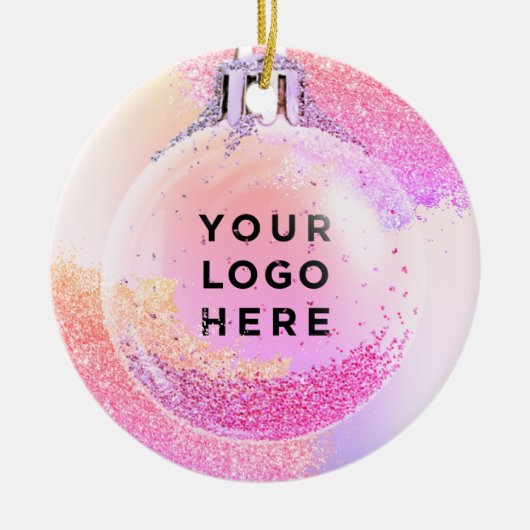 Je Logo roze meisje met kerst Keramisch Ornament (Voorkant)