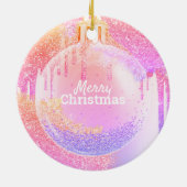 Je Logo roze meisje met kerst Keramisch Ornament (Achterkant)