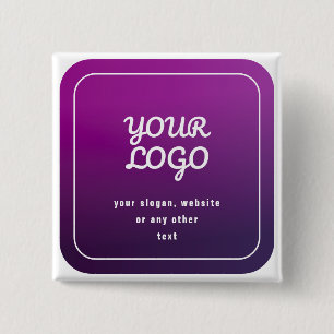 Je Logo & Stijlvol Licht naar Donker Paarse Ombre Vierkante Button 5,1 Cm