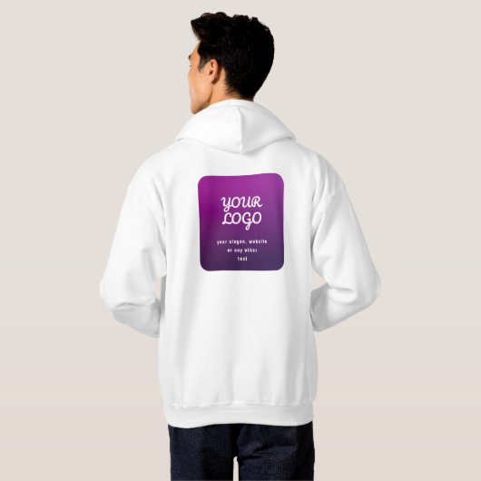 Je Logo & Stijlvolle Licht naar Donker Paarse Ombr Hoodie (Achterkant volledig)