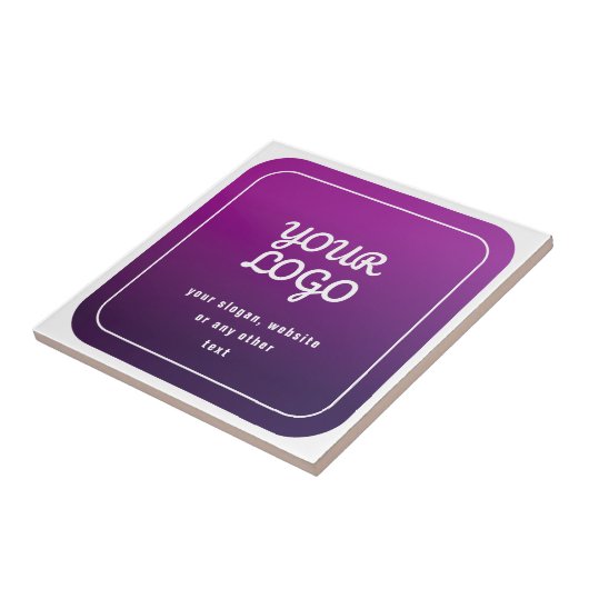 Je Logo & Stijlvolle Licht naar Donker Paarse Ombr Tegeltje (Zijkant)