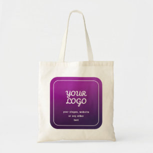 Je Logo & Stijlvolle Licht naar Donker Paarse Ombr Tote Bag