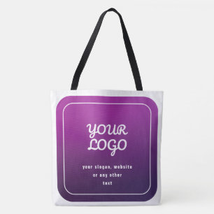 Je Logo & Stijlvolle Licht naar Donker Paarse Ombr Tote Bag