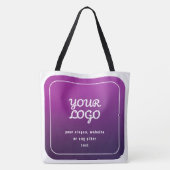 Je Logo & Stijlvolle Licht naar Donker Paarse Ombr Tote Bag (Achterkant)