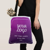 Je Logo & Stijlvolle Licht naar Donker Paarse Ombr Tote Bag (Dichtbij)