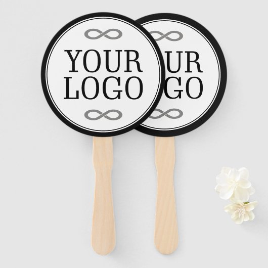 Je Logo - Stip - Achtergrond WIT Handwaaier (Voorkant en achterkant)