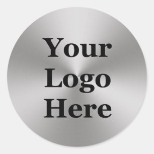 Je Logo toevoegen  Silver Brushed Metal Kijk  Radi Ronde Sticker