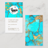 je logo turquoise - steen op wit visitekaartje (Voorkant / Achterkant)
