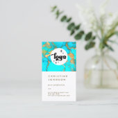 je logo turquoise - steen op wit visitekaartje (Staand voorkant)