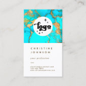 je logo turquoise - steen op wit visitekaartje (Voorkant)