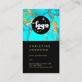je logo turquoise steen op zwart visitekaartje