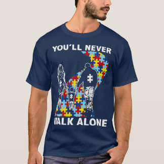 Je Loop nooit alleen Autisme Awareness on back T-shirt