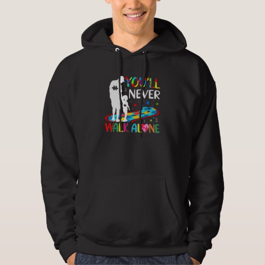Je loopt nooit alleen vader en dochter Autis. Hoodie (Voorkant)