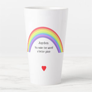 Je maakt de wereld beter. Regenboog. Gepersonalise Latte Mok